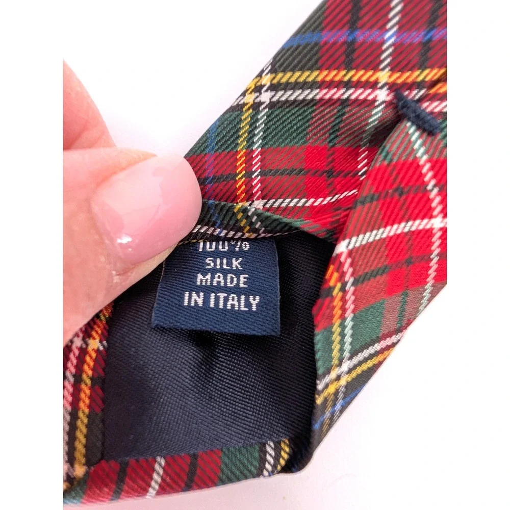 Paul Fredrick Silk Tartan Plaid Classic Necktie‎ Red Black 59